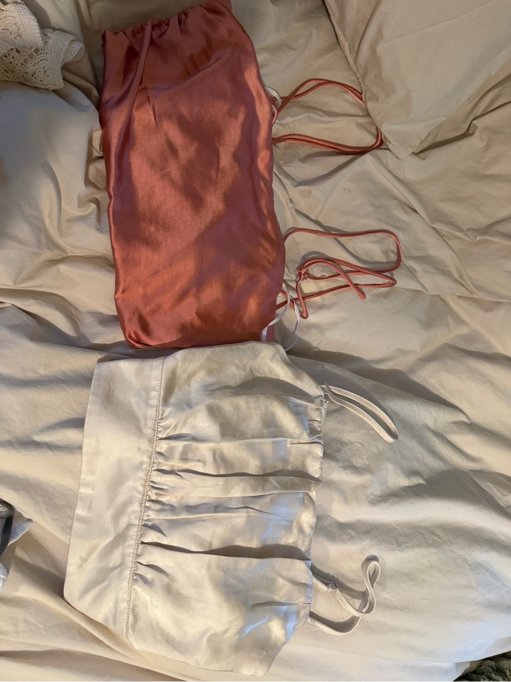 Lulus Rust Pink & White Crop Tops - Double Set